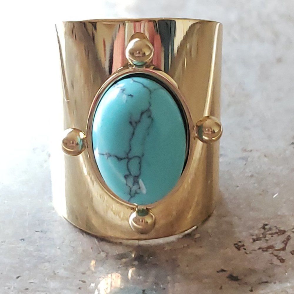 New! FP Starline Mojave Gold Turquoise Ring - Picture 13 of 15